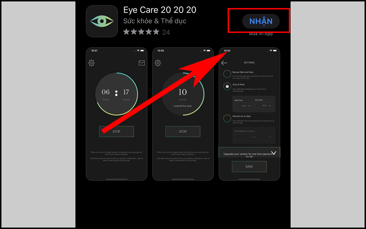 Nhấn Nhận để c&agrave;i đặt.